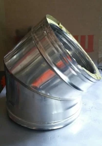STOCK Tubo Coibendato Acciaio Inox Curva 45' Camini Pz 2 - Foto 1 di 2