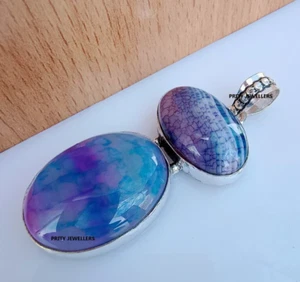 Purple Dragon Veins Agate Pendent, Handmade 2.36″ Inch Silver Plated Pendent - Picture 1 of 3