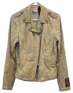 Harley-Davidson hellbraune bestickte Sugar Skull Moto Style Jacke Größe Small - Bild 1 von 9