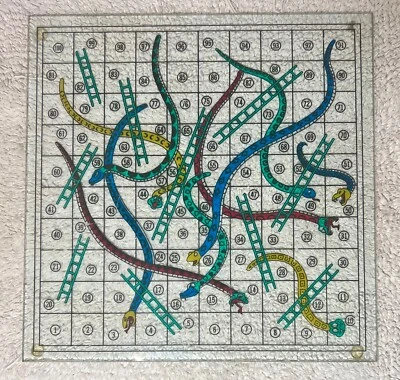Rare Vintage Snakes And Ladders Glass Board Game EUC - Image 1 of 2