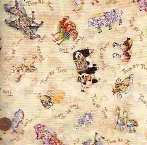 Noah's Ark Two by Two animals childrens Red Rooster fabric, 27 inch piece - Picture 1 of 1