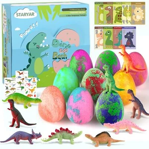 Bath Bombs for Kids with Surprise Toys Inside9 Pack Organic Dinosaur Bath Bombs - Picture 1 of 7
