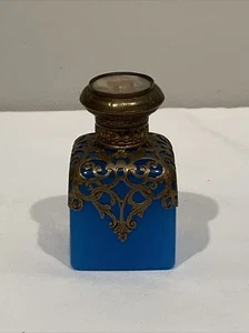 French Grand Tour Palais Royal Perfume Bottle Blue Opaline Ormolu Mount - Picture 1 of 10