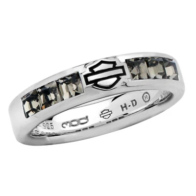 Harley-Davidson Women's Sterling Silver Black Ice Wedding Band 191 / HDR0360 - Image 1 of 3