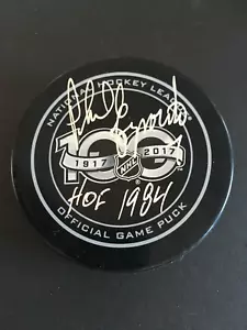 PHIL ESPOSITO AUTOGRAPHED NHL 100 YEARS OFFICIAL GAME PUCK J.S.A. AUTHENTICATED - Picture 1 of 4