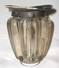 1800s Gas Light Lamp HEAVY Glass Vertical RIBBED Melon Gourd GLOBE w Orig COLLAR