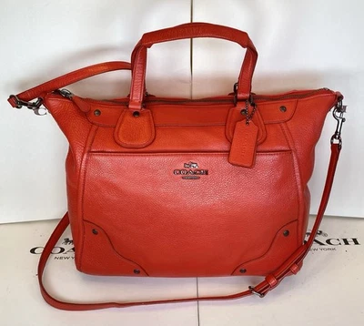 Bolsa satchel conversível Coach F340 Mickie em couro de grão macio cardinal - Imagem 1 de 4