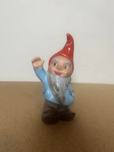 Vintage Heissner Garden Gnome Plastic Figurine  West Germany 8” Waving - Photo 1/9