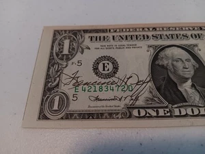 Error- 1974 $1 Green Seal Federal Reserve Note- Mis Cut Error- Hand Signed - Picture 1 of 8
