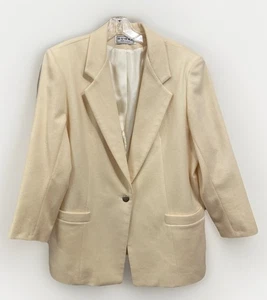 Dumas Vintage 1980’s Ivory Single Breasted 100% Wool Blazer Women’s Size 16 - Picture 1 of 13