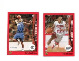 2002-03 UD AUTHENTICS RC JARED JEFFRIES #122 /TITO MADDOX #98 SERIAL #'ed 799 - Picture 1 of 2