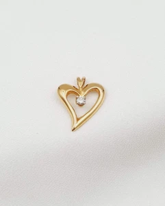 Vintage 10k Gold Herz Anhänger mit cz Kristall Made in Israel in den 90er - Bild 1 von 9