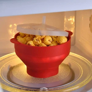 Microwave Silicone Popcorn Popper Maker Collapsible Bowl Hot Air Dishwasher Safe - Picture 1 of 20