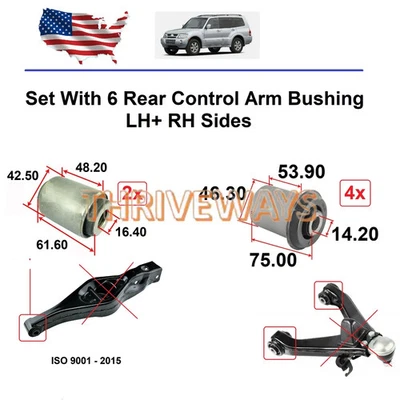 Rear Control Arm Bushing For Mitsubishi Montero 2001-2006 Set Upper LH+RH US Foto 1 de 4