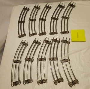 6-5013 O27 Lionel Tubular Steel Track Curved Sections Lot of 10 Brown Ties - Picture 1 of 6