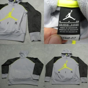 Jordan Therma-FIT Hoodie Youth Small 8/10 Gray Yellow Pullover AIR Jumpman Read - Picture 1 of 15