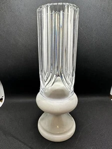 Vintage Genuine Marble Candle Holder With Clear Glass Lamp Chimney 11” Tall - Picture 1 of 8
