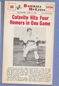 1960 NU-CARDS HI-LITES COLAVITO HITS 4 HOMERS IN ONE GAME  #68  NRMT clean