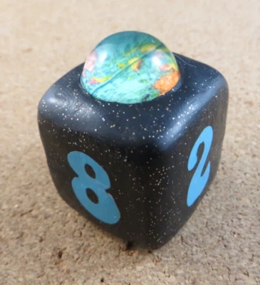 Jena's Handmade Backgammon Doubling Cube  Earth Globe Glow In Dark Orb Top #284 - Image 1 of 4