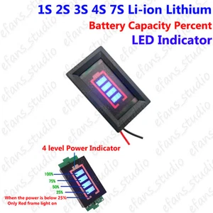 1S 2S 3S 4S Lithium Li-ion 18650 BMS Battery Capacity Level LED Indicator Meter - Picture 1 of 10