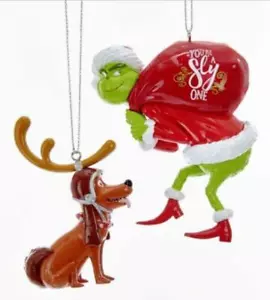 DR SEUSS THE GRINCH AND MAX CHRISTMAS ORNAMENT SET OF 2 NEW WITH TAGS - Picture 1 of 1