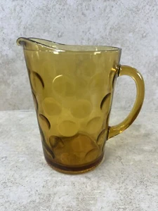 VTG Hazel Atlas Amber Gold Eldorado Coin Circle Bubble Glass Water Juice Pitcher - Picture 1 of 6
