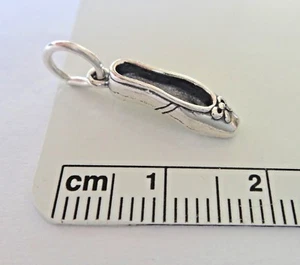 Sterling Silver 17x5mm Ballerina Ballet Slipper Toe Shoe with Bow Dance Charm! - Picture 1 of 5