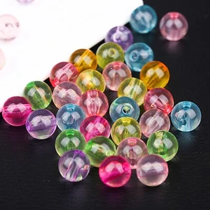 Cuentas redondas de colores mezclados de 8 mm 200 piezas - Cuentas espaciadoras de bolas lisas de acrílico transparente - Imagen 1 de 11
