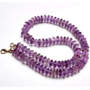 Collar de cuentas rondelle corte alemán tamaño 9 mm piedras preciosas amatista natural 16,5" - Imagen 1 de 4