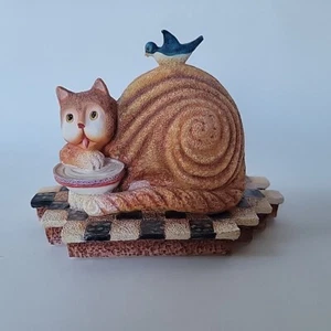Lang & Wise "Bartholomäus" orange Tiger Katze Erstausgabe Figur blauer Vogel 1999 - Bild 1 von 6