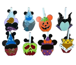 Disney Pin 2024 DLR Candy Apple Halloween 8-Pin Mystery Set Complete Villains - Picture 1 of 4