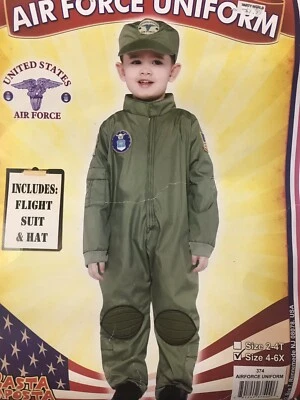 US Air Force Pilot Uniform Military Soldier Toddler Child Costume Halloween - Image 1 of 2