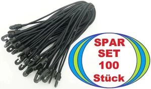 100 x Spanngummi mit Haken 25 cm SCHWARZ Gummi Planen Spanner Expander Spannfix - Picture 1 of 6