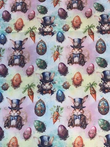 FQ Quarter NEW Polyester Blend Fabric 18"X22" STEAMPUNK EASTER (2.25) Limited - Picture 1 of 2