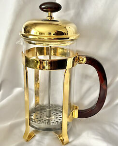 Bodum Brass French Press Coffee Maker Art Deco style Tortoise Handle RARE GOLD