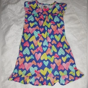 Circo Girls Nightgown Hearts Fluttersleeve Ruffle Blue Pink Yellow Green Size M - Picture 1 of 7