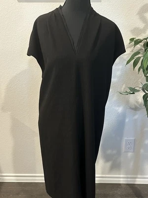 Vestido Carmen Marc Valvo Negro Talla XL Manga Casquillo Forrado Escote Deshilachado Poli. Foto 1 de 4
