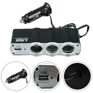 Portable Car Charger Adapter with Triple Socket Splitter for 12V Vehicles - Zdjęcie 1 z 8