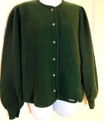 Cárdigan Suéter Geiger Collections Lana Verde Oscuro Talla 44 Hecho en Austria Foto 1 de 4