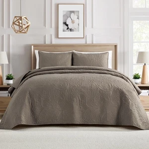 Ultrasonic Quilt Set Bedspreads 3-Piece Bedding Set Pre-Washed Microfiber Ult... - Picture 1 of 8