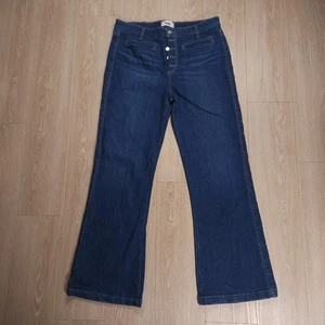 Paige Leenah Jeans Womens Size 32 High Rise Wide Leg Blue Cotton Button Fly - Picture 1 of 14