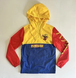 PACMAN Video Game Hoodie Windbreaker Jacket Colorblock Men’s Sz S Read - Picture 1 of 6