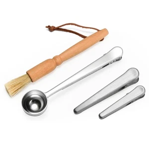  1 Set of 5pcs Coffee Tools Stainless Steel Coffee Scoop with Clip Cleaning - Picture 1 of 12