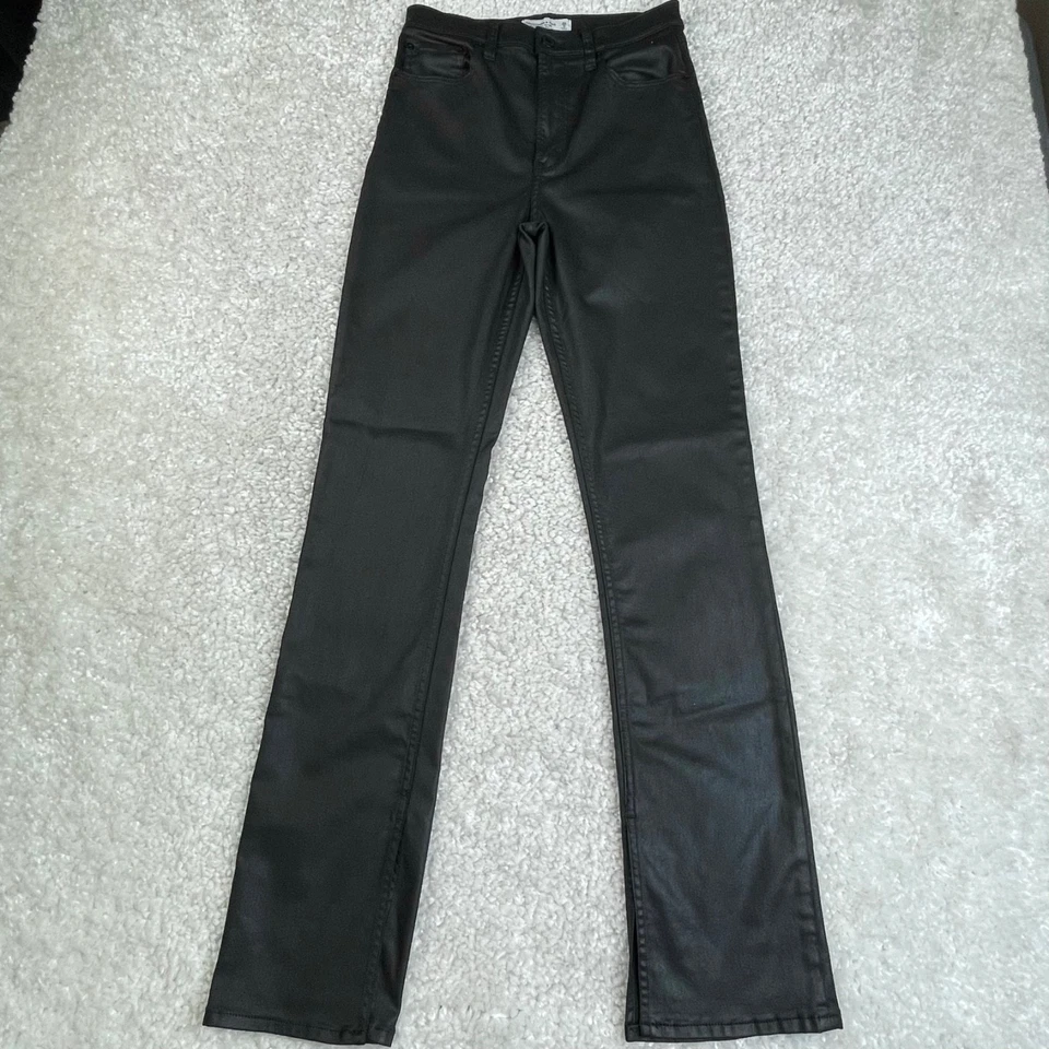 Pantalón Abercrombie & Fitch Años 90 Delgado Recto Ultra HR Negro Cuero Sintético 28/6x32 Foto 1 de 4