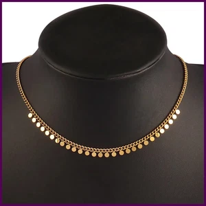 316L Edelstahl Runde Quaste Anhänger Halskette für Frauen Mode Gold Farbe - Bild 1 von 26