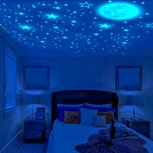 3D stars moon wall stickers ,glow in the dark for bedroom - Picture 1 of 3