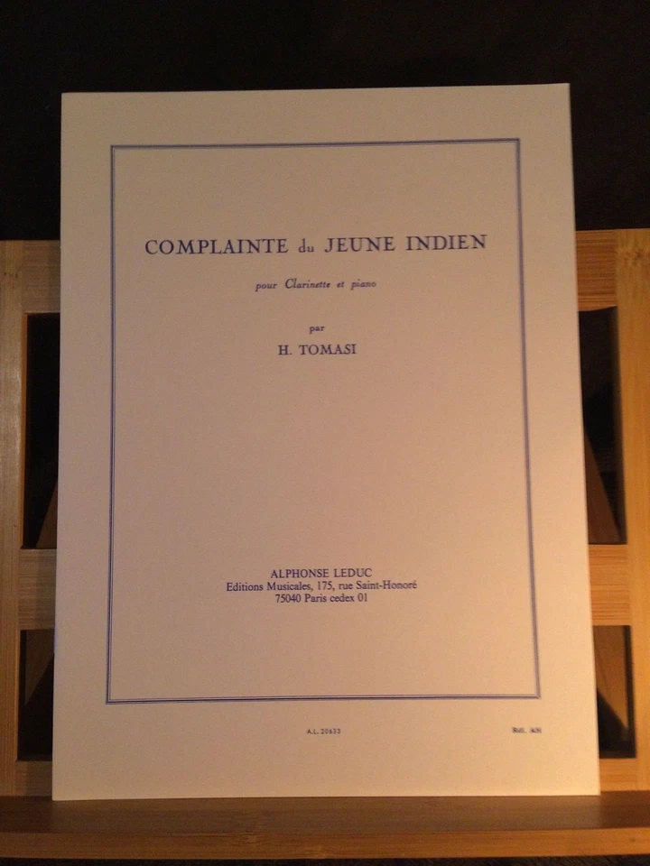 Henri Tomasi Complainte du jeune indien pour clarinette et piano partition Leduc - Photo 1/1