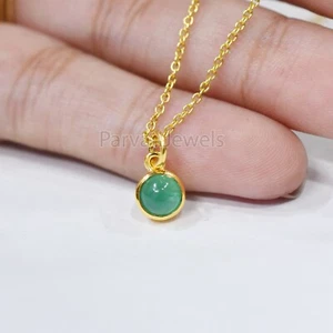 Natural Green Emerald Gemstone Solid 18k Gold Christmas Gift Women Charm Pendant - Picture 1 of 5