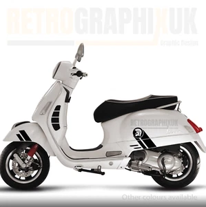 BLACK TROJAN  Vespa GTS 300 Super Styled Graphics Stickers Kit V23L/T1 - Picture 1 of 6