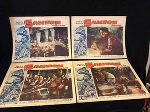 Vtg  4 Mini Movie Lobby Cards Samson & Delilah 1960 Re Release Cecile B DeMille